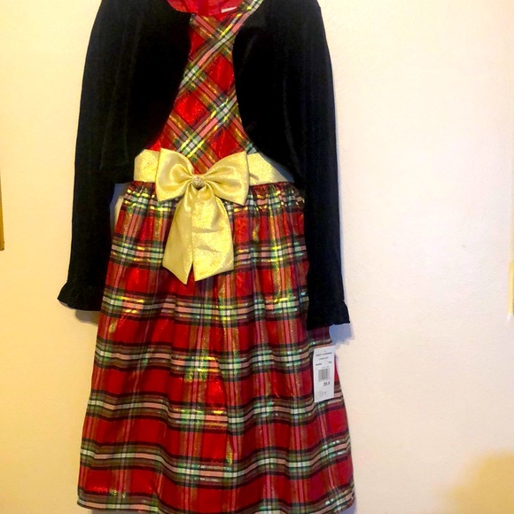 Juniors Sweet Charmers Sparkly Red Plaid Christmas Dress Size 20.5 - Picture 1 of 7
